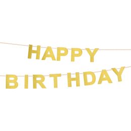 Glittergirlang Happy Birthday Guld