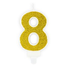 Bildspel - Guld Tårtljus Siffra Glitter