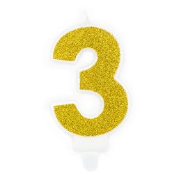 Bildspel - Guld Tårtljus Siffra Glitter
