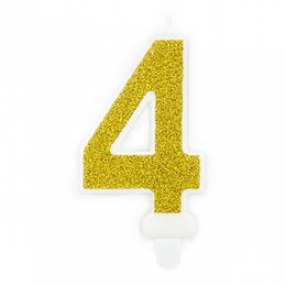 Bildspel - Guld Tårtljus Siffra Glitter
