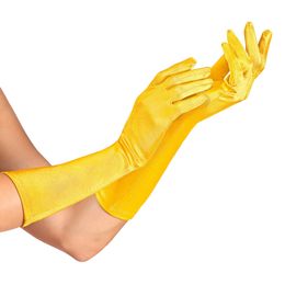 Gula Satinhandskar Långa