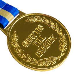 Bildspel - Guldmedalj Grattis Till Examen med Blågult Band