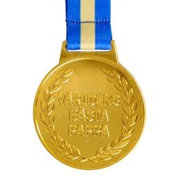 Guldmedalj Världens Bästa Pappa med Blågult Band