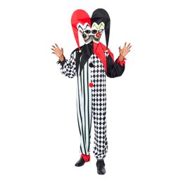 Pelottava Kaksinaamainen Narri Punainen/Musta Naamiaisasu