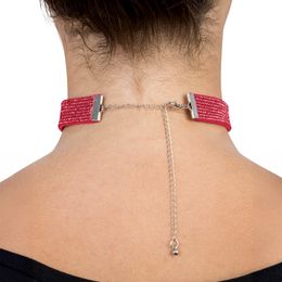Bildspel - Halsband Choker med Strass Röd