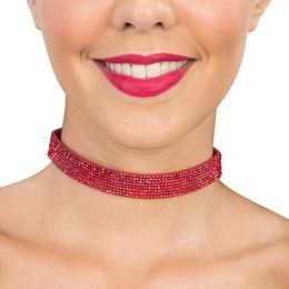 Halsband Choker med Strass Röd