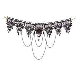 Halskæde Choker Sort med Kæder