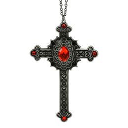 Lysbildefremvisning - Halskjede Kors med Rød Stein