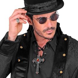 Lysbildefremvisning - Halskjede Kors med Rød Stein