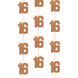 Hengende dekorasjoner 16 roségull