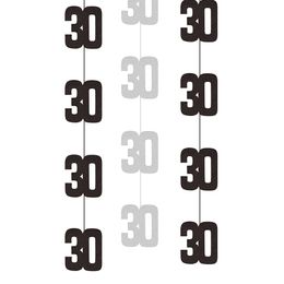 Hængende Dekorationer 30 Sort/Sølv