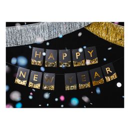 Lysbildefremvisning - Happy New Year Guirlande Sort/Guld