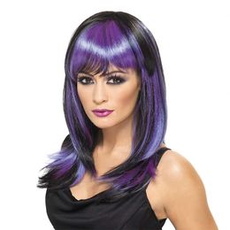 Häxa Glamour Svart/Lila Peruk
