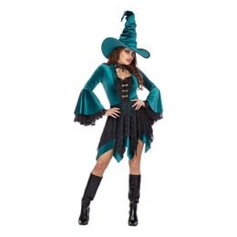 Bildspel - Häxa Klänning Sammet Grön Maskeraddräkt