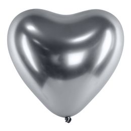 Hjärtballonger Krom Silver