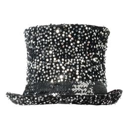 Höghatt med Paljetter Silver