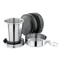 Hopfällbart Shotglas med Läderfodral