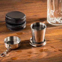 Bildspel - Hopfällbart Shotglas med Läderfodral