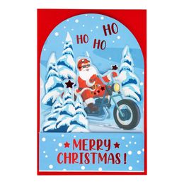 Lysbildefremvisning - Julekort Pop-Up Nisse på Motorsykkel