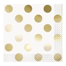 Kaffeservetter Guld/Vit Prickiga