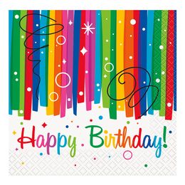 Kaffeservietter Happy Birthday Regnbue