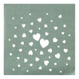 Kaffeservetter Hjärtan Dusty Green