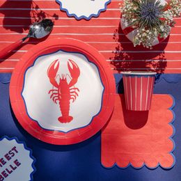 Lysbildefremvisning - Kaffeservietter Rød/Blå