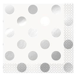 Kaffeservetter Silver/Vit Prickiga