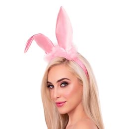 Lysbildefremvisning - Kaninører Bøjbare Lyserød Satin Deluxe