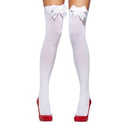 Knestrømper med hvit sløyfe