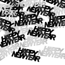Konfetti Happy New Year Hopea ja Musta