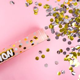 Lysbildefremvisning - Konfettikanon Cirkler Guld/Sølv