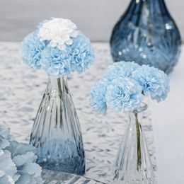 Bildspel - Konstgjord Blombukett Hortensior Ljusblå