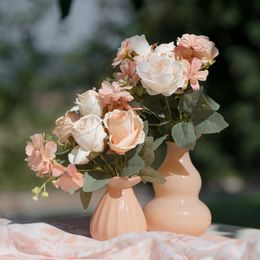 Bildspel - Konstgjord Blombukett Rosor Peach