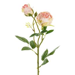 Lysbildefremvisning - Kunstig rose med to knopper rosa