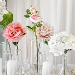 Lysbildefremvisning - Kunstig rose med to knopper rosa