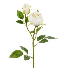 Lysbildefremvisning - Kunstig rose med to knopper hvit