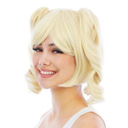Bildspel - Kort Blond Peruk med Avtagbara Tofsar