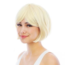 Bildspel - Kort Blond Peruk med Avtagbara Tofsar