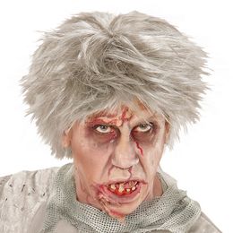Kort Zombie Grå Peruk