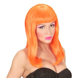 Lång Neon Orange Peruk