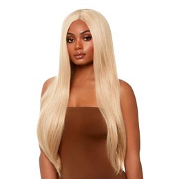 Pitkä Suora Vaalea Deluxe Peruukki