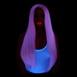 Bildspel - Lång Rak Lila Deluxe Peruk