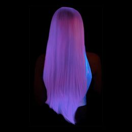 Bildspel - Lång Rak Lila Deluxe Peruk