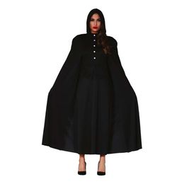 Lång Svart Cape med Huva