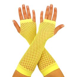 Bildspel - Långa UV Neon Näthandskar