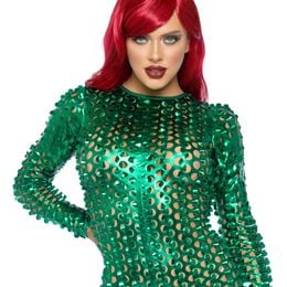 Lysbildefremvisning - Laser Cut Catsuit Grønn Metallic Deluxe
