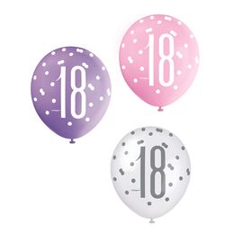 Ballonger 18 Rosa/Lilla/Hvit