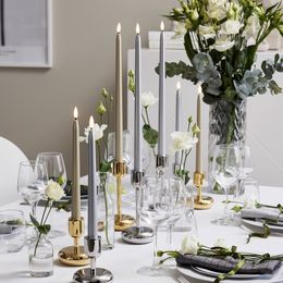 Bildspel - LED Antikljus Långa Metallic Silver