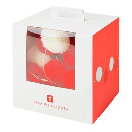 Lysbildefremvisning - LED Guirlande Pompoms Rød/Hvid